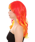 Flame Womens Wig | Fancy Stage Appropriate Fire Orange Event Wig | Premium Breathable Capless Cap