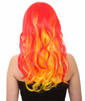 Flame Womens Wig | Fancy Stage Appropriate Fire Orange Event Wig | Premium Breathable Capless Cap