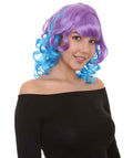 Women's Short Curly Blue & Purple Wig