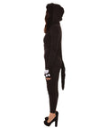 Adult Women's Catsuit 2Pc  Costume | Black Halloween Costume