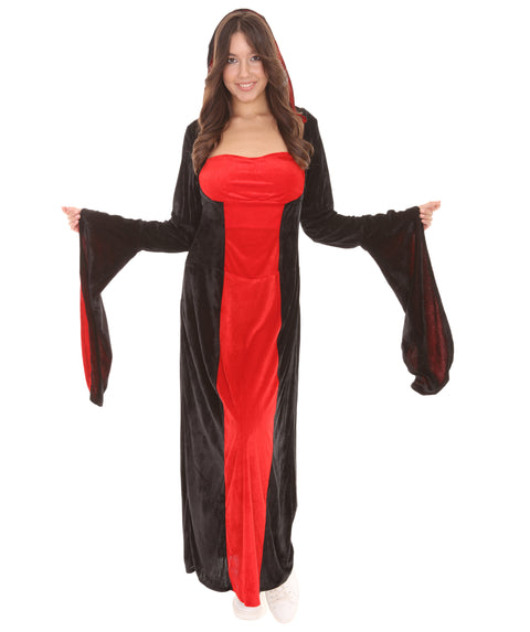 Adult Women's Temptress Vampire Costume | Black & Red Halloween Costume