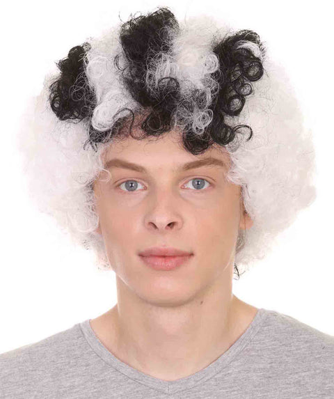 Real Madrid Afro Wig | Black And White Afro Wig