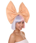 Adult Women's 9" Inch Short Length Halloween Two Tone Group Singer Wig with Bow, Synthetic Soft Fiber Hair, Perfect for your next Festival Convention and Group Bachelorette Party! | HPO