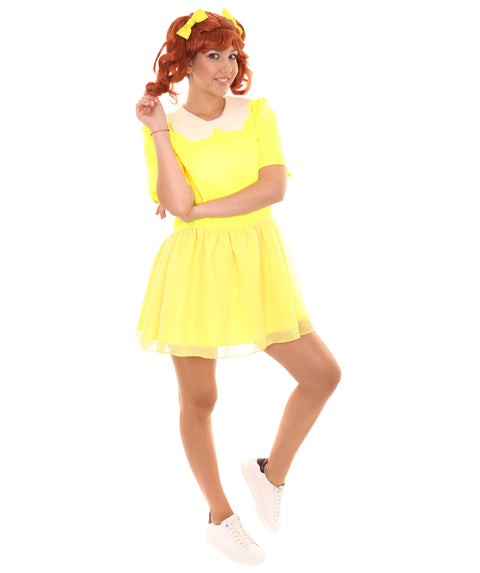Adult Women's Doll Collar Dress Celebrity Costume | Yellow Cosplay Costume