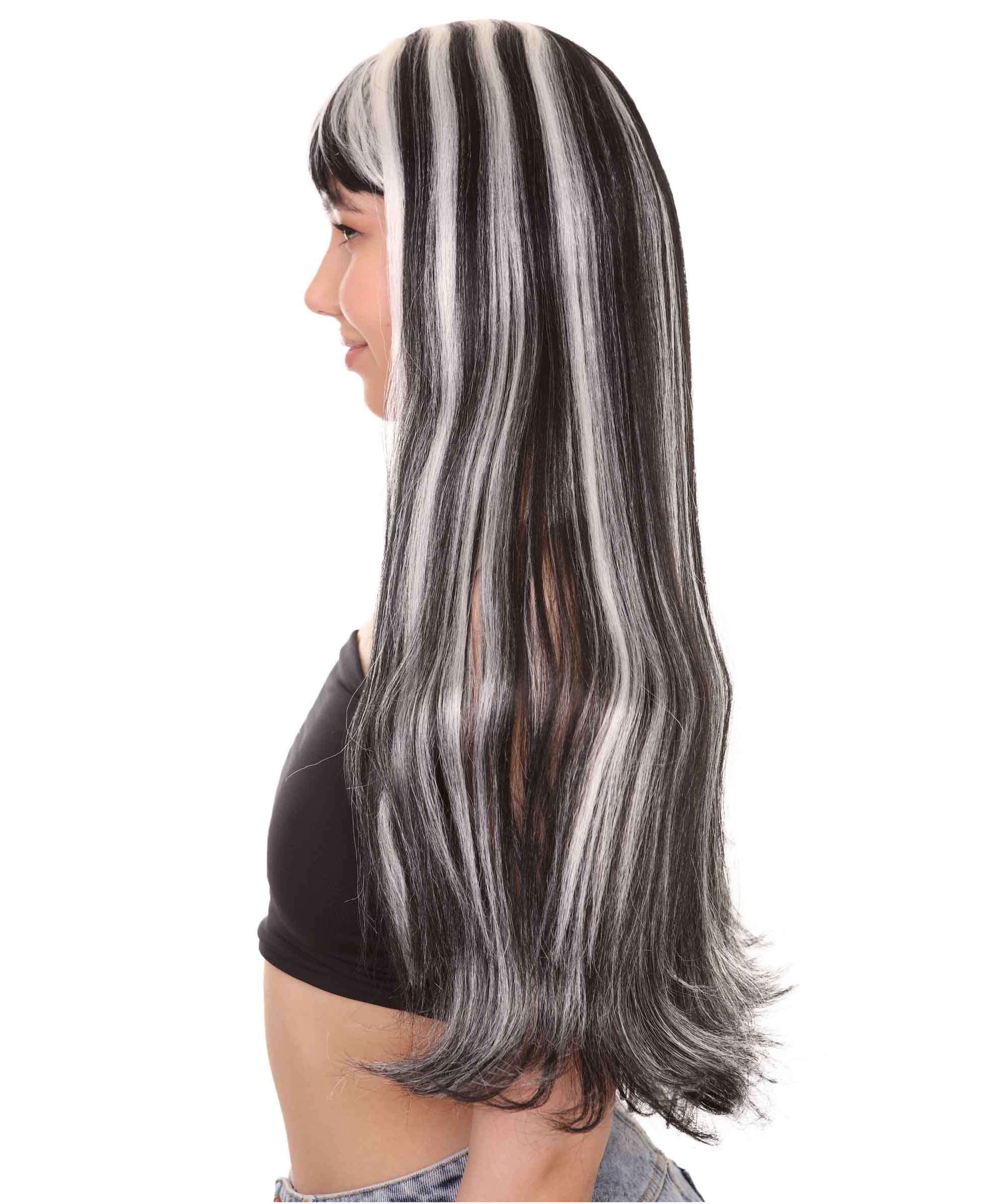 Madame Monster Wig Black with White Streaks