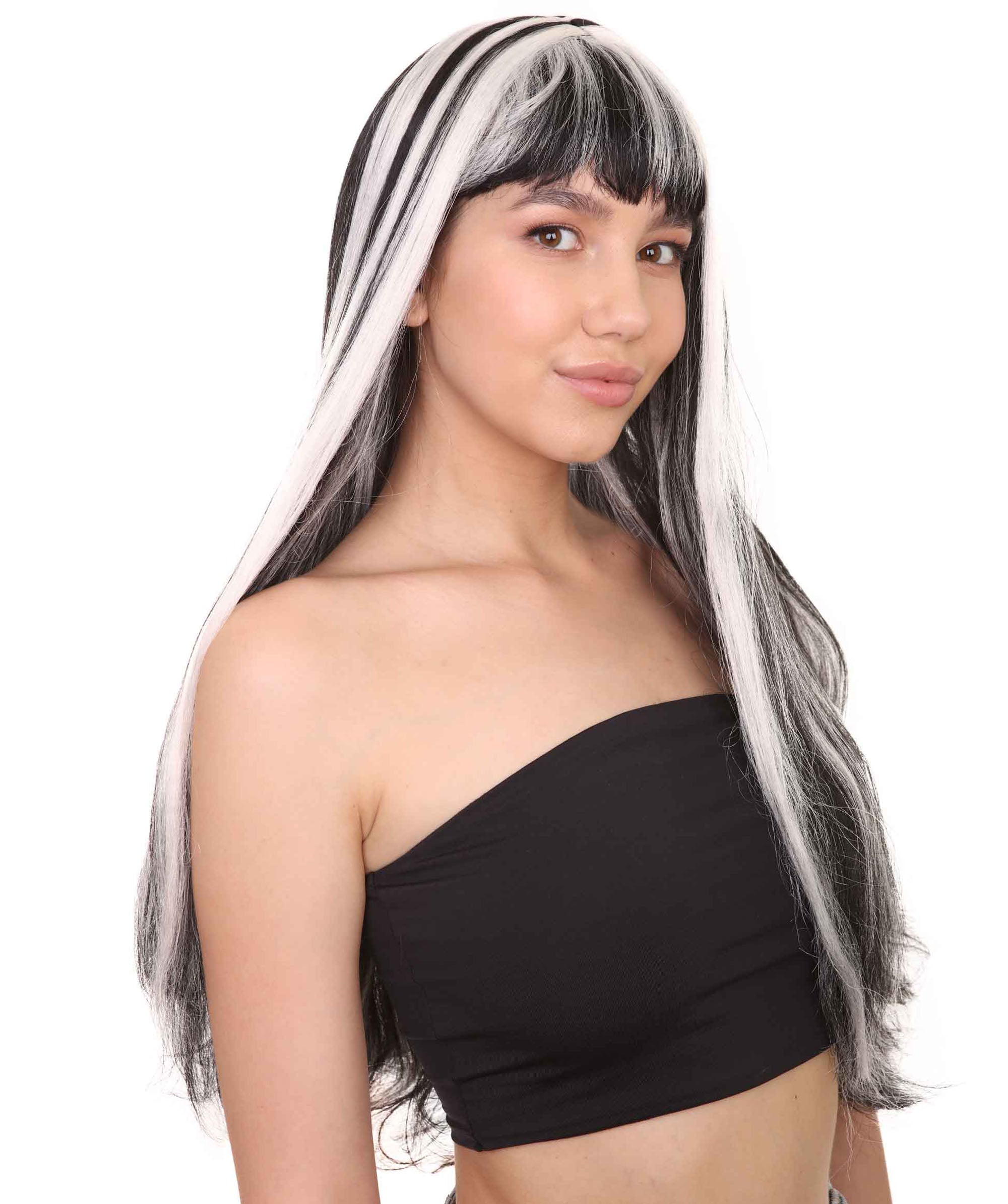 Blood Drip Monster Wig Ladies Green Black Long Hair
