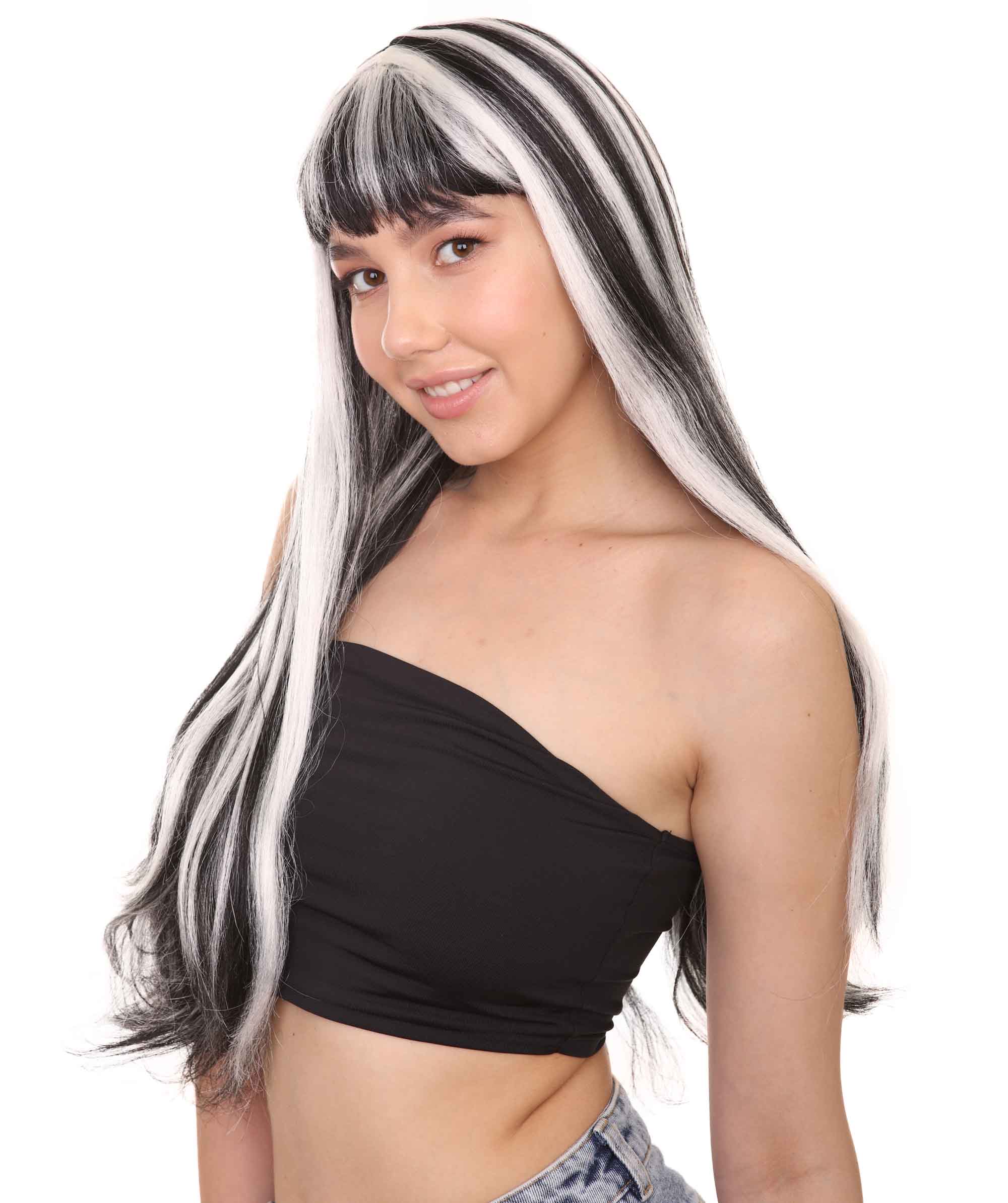 Madame Monster Wig Black with White Streaks main image 0