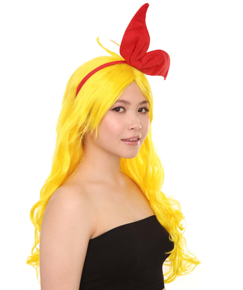 Womens Manga Wig with Red Bow Set | Yellow TV/Movie Wigs | Premium Breathable Capless Cap