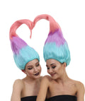 Women Twin Troll Style Wig | Multicolor Cosplay Wig | Premium Breathable Capless Cap
