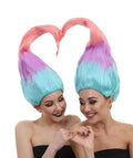 Women Twin Troll Style Wig | Multicolor Cosplay Wig | Premium Breathable Capless Cap
