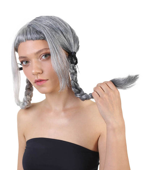 Singer Womens Ponytail Wig | White & Grey Celebrity Wig | Premium Breathable Capless Cap