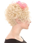 Womens Flapper Girl Wig | Fancy Pink Blond Halloween Wig | Premium Breathable Capless Cap