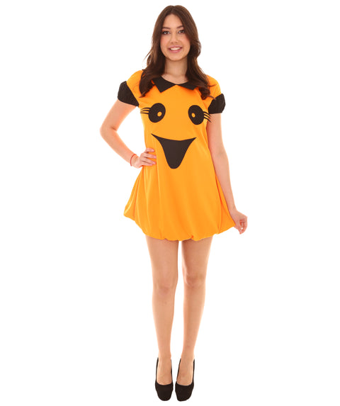 Adult Women's Ghost Dress Costume | Orange Halloween Costume