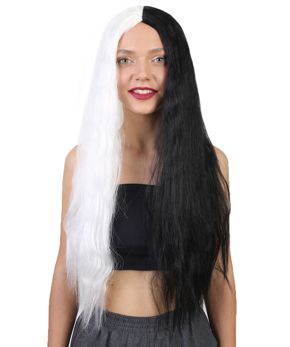 Long Women's Premium Black and White Two Tone Wig | HPO ...