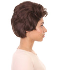Womens Short Adult Wig , Brown Vintage Wigs , Premium Breathable Capless Cap