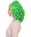 Dark Green Curly Neon Green Historical Wig