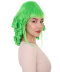 Dark Green Curly Neon Green Historical Wig