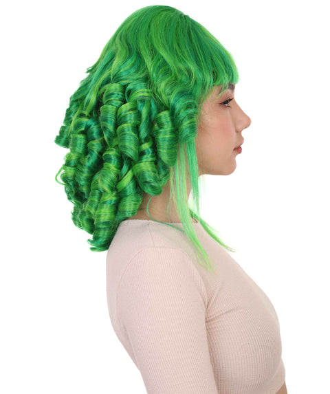 Neon Green Curly Neon Green Historical Wig