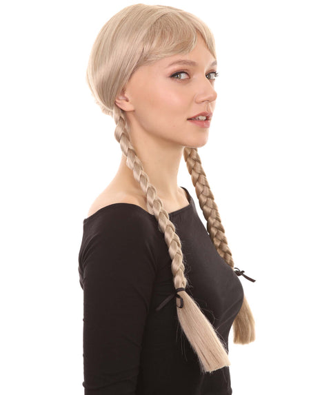 Adult Women's Black Horror Comedy Character Braided Wigs, Best for Halloween, Flame-retardant Synthetic Fiber