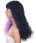 Adult Womens Long Wig | Wavy Purple & Black Wig | Premium Breathable Capless Cap