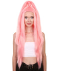 Chromatic Pop Angel | Bubblegum Pink Half Up Wig with Wrapped Top Knot | Premium Halloween Wig
