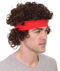 80's Tennis Player John Mens Wig | Chocolate Brown Sport Cosplay Halloween Wig | Premium Breathable Capless Cap