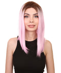 Shoulder Length Lace Front Straight Wig with Dark Roots