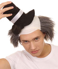 Horror Clown Men's Wig with Hat | Grey Ghost Wig