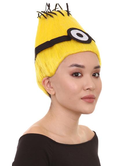 Adult Unisex Animated Movie Yellow Funny Wig | Premium Breathable Capless Cap | Flame Retardant Synthetic Fiber