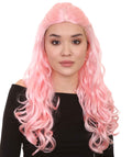 Pink Long Wavy Women's Wig