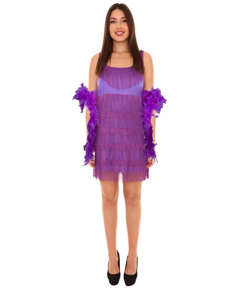 Adult Women's 20'S Fringe  Flapper Costume | Purple Cosplay Costume