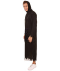 HPO Adult Men's Horror Slasher Killer Hooded Robe 2 Pc Costume , Black Halloween Costume