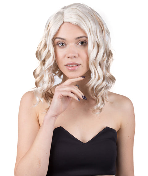 Wavy Introverted Bob | Women's Blonde Color Wavy Shoulder Length Trendy Introverted Bob Wig