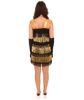 Adult Women's 20's Fringe Flapper Costume | Gold Color Cosplay Costume