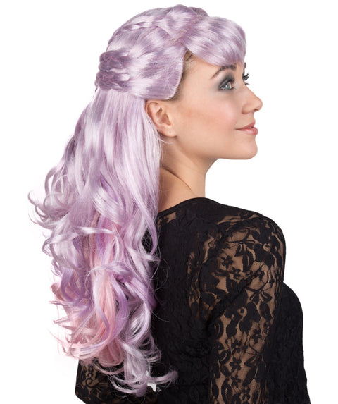 Keepsake | Women's Lilac Color Curly Medium Length Trendy Keepsake Wig