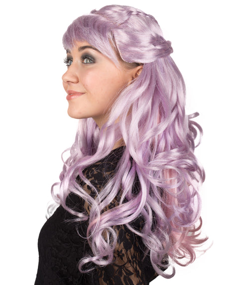 Keepsake | Women's Lilac Color Curly Medium Length Trendy Keepsake Wig