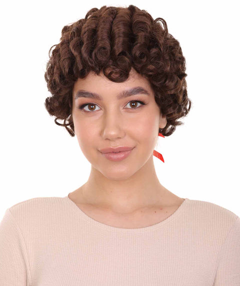 Dark Brown Colonial Lady Black Short Curly Historical Wig
