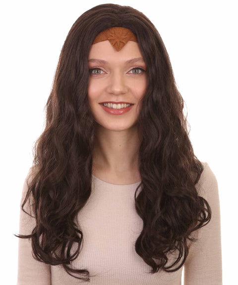 Women Curly Long Wig with Brown | Multiple Colors TV/Movie Wigs | Premium Breathable Capless Cap