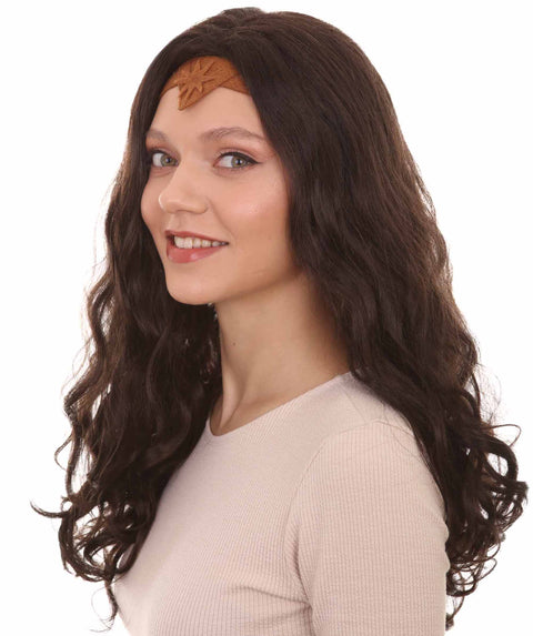 Women Curly Long Wig with Brown | Multiple Colors TV/Movie Wigs | Premium Breathable Capless Cap