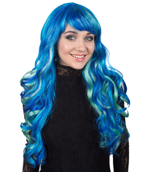 blue wavy wig