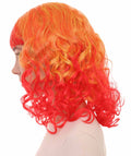 Red and Yellow Two Tone Long Wavy Womens Wig | Party Ready Fancy Cosplay Halloween Wig | Premium Breathable Capless Cap