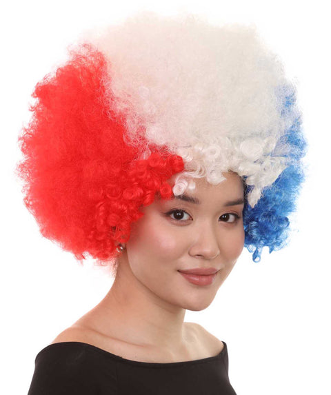 France National Flag Afro Wig
