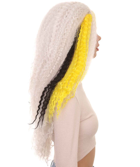 HPO Adult Women's New Electrified Frankie White Wig-HW-1428 | | White Long Curly Wig |