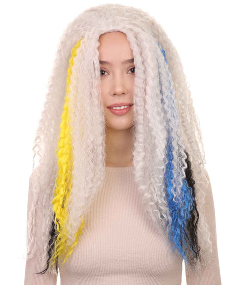 HPO Adult Women's New Electrified Frankie White Wig-HW-1428 | | White Long Curly Wig |