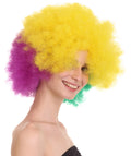 Adult Women's Carnival Mardi Gras Tri-Color Wig | Jumbo Afro Cosplay Halloween Wig | Premium Breathable Capless Cap