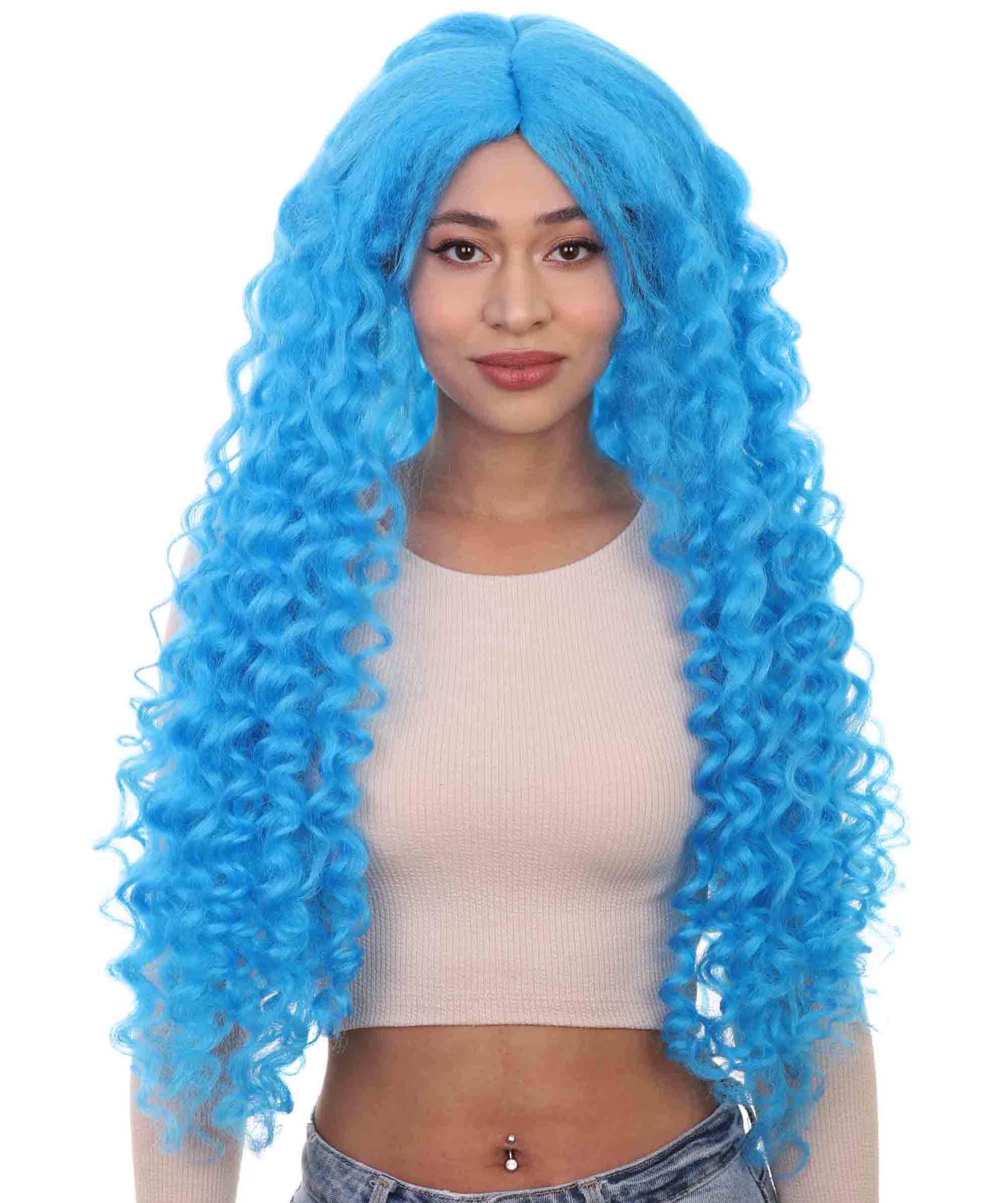 Ladies Blue Mermaid Wig with Pearls