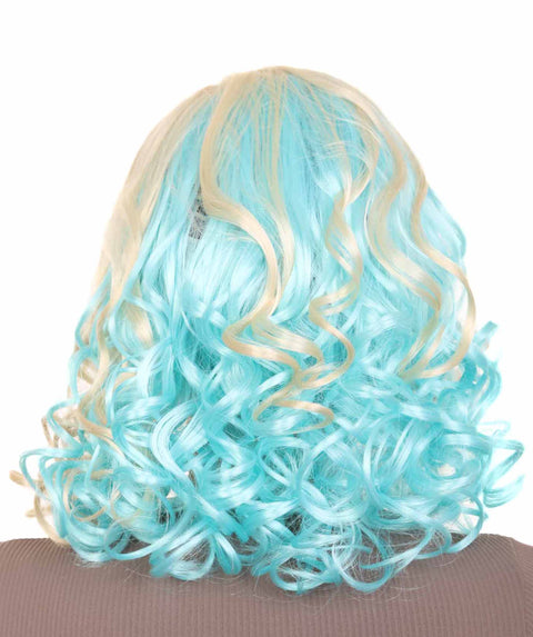 Adult Women's Monster Animated Blue Wig , Gold Sky Blue Cosplay Halloween Wig , Premium Breathable Capless Cap