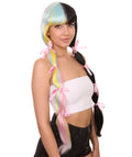 Women's Tricolor Pastel Pigtails with Dolly Pink Ribbons | Nunique