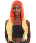 Adult Women's 23" In. American Singer and Rapper Inspired Wig - Long Length Tropical Gradient Hair - Lace Front Heat Resistant Fibers | Nunique