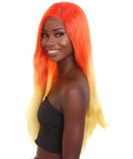 Adult Women's 23" In. American Singer and Rapper Inspired Wig - Long Length Tropical Gradient Hair - Lace Front Heat Resistant Fibers | Nunique